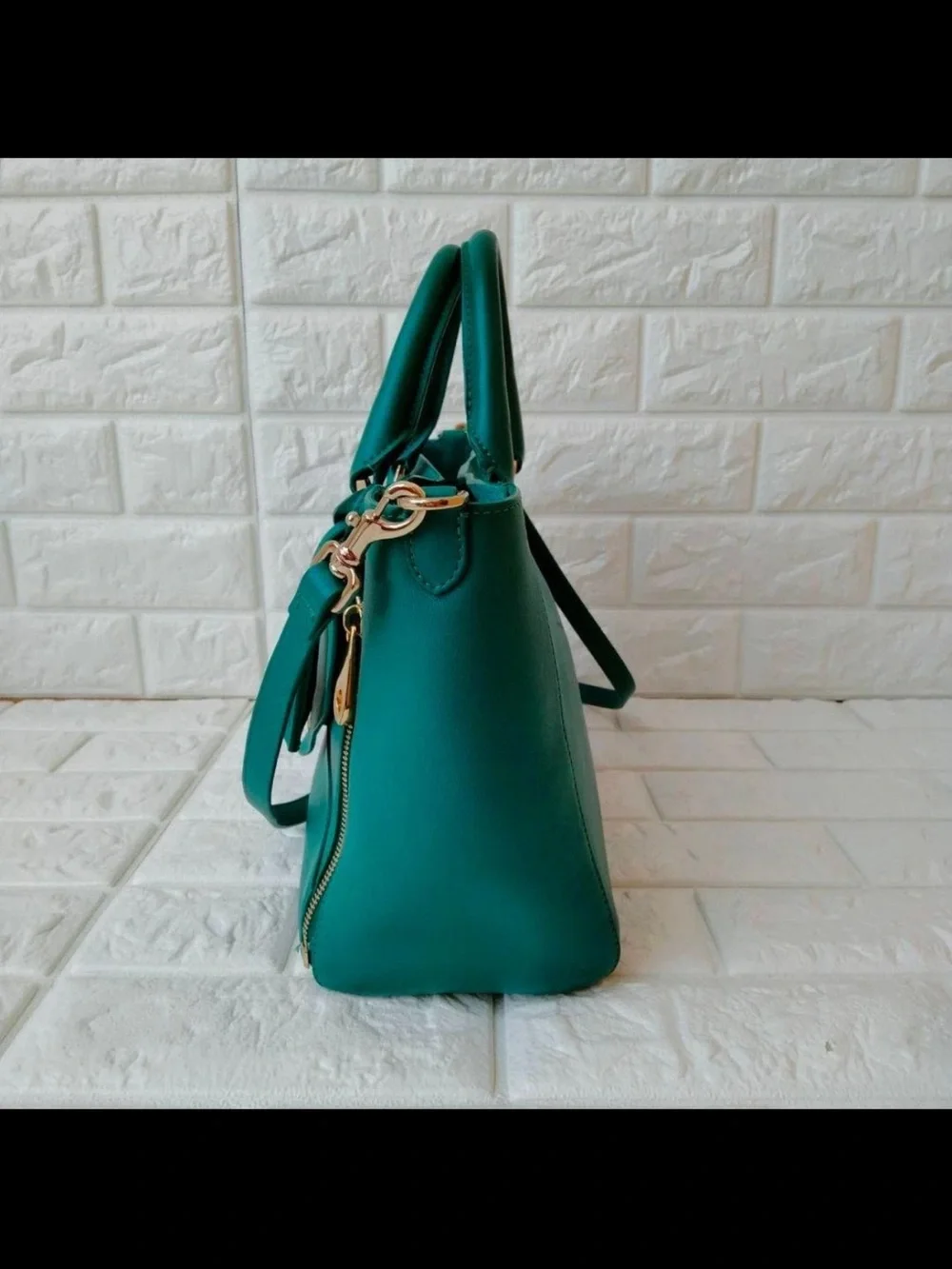 Mulberry Teal Leather Satchel with Gold Hardware